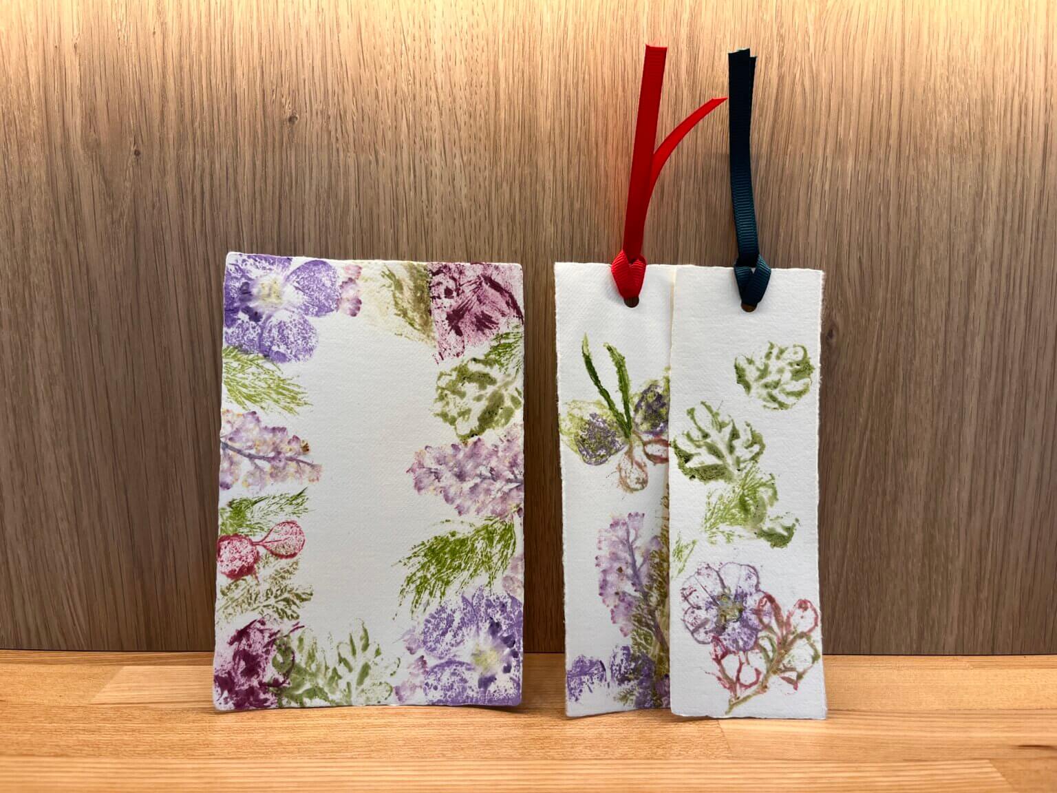 トントンフラワーアートの完成品（はがき・しおり）｜道の駅 花の駅 千曲川 ビジターセンター